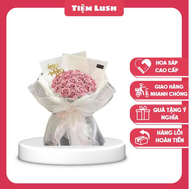 Bó Hoa Sáp Hồng Pastel – Ngọt Ngào Sinh Nhật